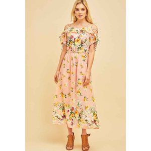 Entro Floral Lace Up Maxi Dress